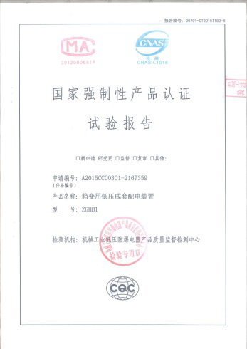 歐式箱式變電站國家強(qiáng)制性產(chǎn)品認(rèn)證試驗(yàn)報告